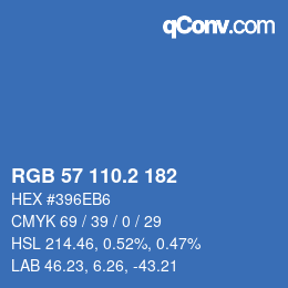 カラーコード: RGB 57 110.2 182 | qconv.com