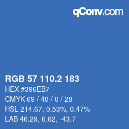カラーコード: RGB 57 110.2 183 | qconv.com