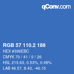 カラーコード: RGB 57 110.2 188 | qconv.com
