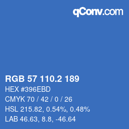 カラーコード: RGB 57 110.2 189 | qconv.com