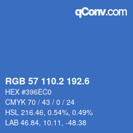 カラーコード: RGB 57 110.2 192.6 | qconv.com
