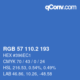 カラーコード: RGB 57 110.2 193 | qconv.com