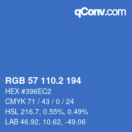 カラーコード: RGB 57 110.2 194 | qconv.com