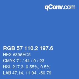 カラーコード: RGB 57 110.2 197.6 | qconv.com