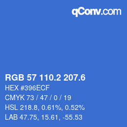 カラーコード: RGB 57 110.2 207.6 | qconv.com