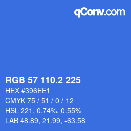 カラーコード: RGB 57 110.2 225 | qconv.com