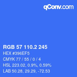 カラーコード: RGB 57 110.2 245 | qconv.com