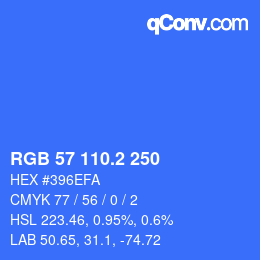 カラーコード: RGB 57 110.2 250 | qconv.com