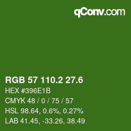 カラーコード: RGB 57 110.2 27.6 | qconv.com