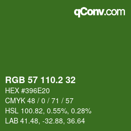 カラーコード: RGB 57 110.2 32 | qconv.com