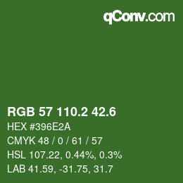 カラーコード: RGB 57 110.2 42.6 | qconv.com