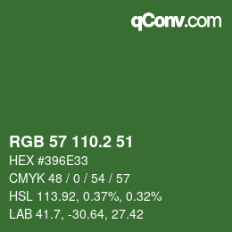 カラーコード: RGB 57 110.2 51 | qconv.com