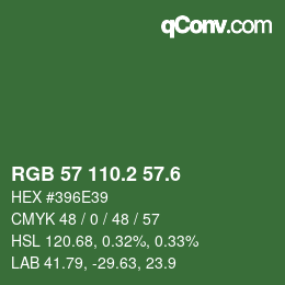 カラーコード: RGB 57 110.2 57.6 | qconv.com