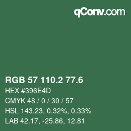 カラーコード: RGB 57 110.2 77.6 | qconv.com