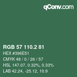 カラーコード: RGB 57 110.2 81 | qconv.com