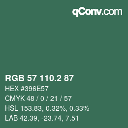 カラーコード: RGB 57 110.2 87 | qconv.com