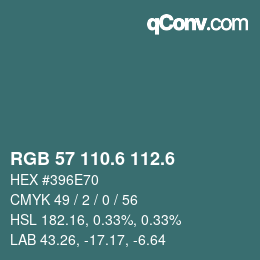 カラーコード: RGB 57 110.6 112.6 | qconv.com