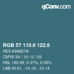 カラーコード: RGB 57 110.6 122.6 | qconv.com