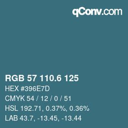 カラーコード: RGB 57 110.6 125 | qconv.com