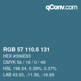 カラーコード: RGB 57 110.6 131 | qconv.com
