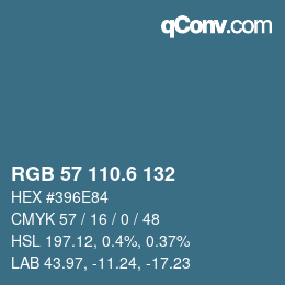 カラーコード: RGB 57 110.6 132 | qconv.com