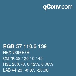 カラーコード: RGB 57 110.6 139 | qconv.com