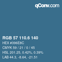 カラーコード: RGB 57 110.6 140 | qconv.com
