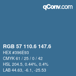 カラーコード: RGB 57 110.6 147.6 | qconv.com