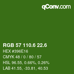 カラーコード: RGB 57 110.6 22.6 | qconv.com