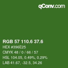 カラーコード: RGB 57 110.6 37.6 | qconv.com