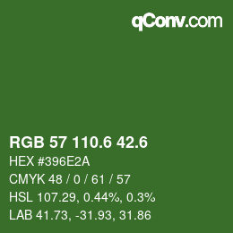 カラーコード: RGB 57 110.6 42.6 | qconv.com