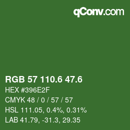 カラーコード: RGB 57 110.6 47.6 | qconv.com