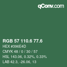 カラーコード: RGB 57 110.6 77.6 | qconv.com