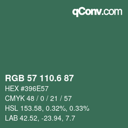 カラーコード: RGB 57 110.6 87 | qconv.com
