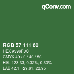 カラーコード: RGB 57 111 60 | qconv.com