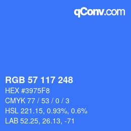 Color code: RGB 57 117 248 | qconv.com