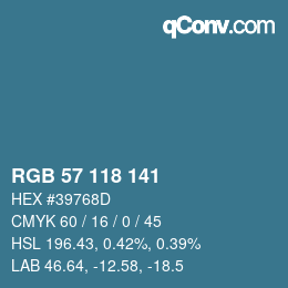 Farbcode: RGB 57 118 141 | qconv.com