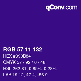 Color code: RGB 57 11 132 | qconv.com