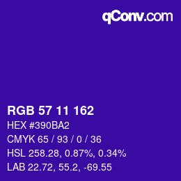 Color code: RGB 57 11 162 | qconv.com