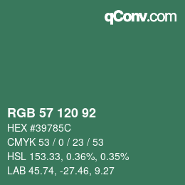 カラーコード: RGB 57 120 92 | qconv.com