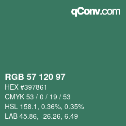 Color code: RGB 57 120 97 | qconv.com