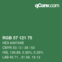 カラーコード: RGB 57 121 75 | qconv.com