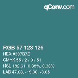 カラーコード: RGB 57 123 126 | qconv.com