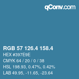 カラーコード: RGB 57 126.4 158.4 | qconv.com