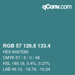 カラーコード: RGB 57 126.8 133.4 | qconv.com