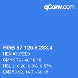 カラーコード: RGB 57 126.8 233.4 | qconv.com