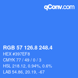 カラーコード: RGB 57 126.8 248.4 | qconv.com