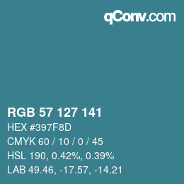 Color code: RGB 57 127 141 | qconv.com