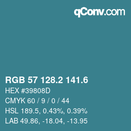 カラーコード: RGB 57 128.2 141.6 | qconv.com