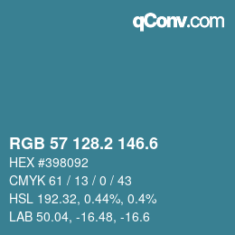 カラーコード: RGB 57 128.2 146.6 | qconv.com